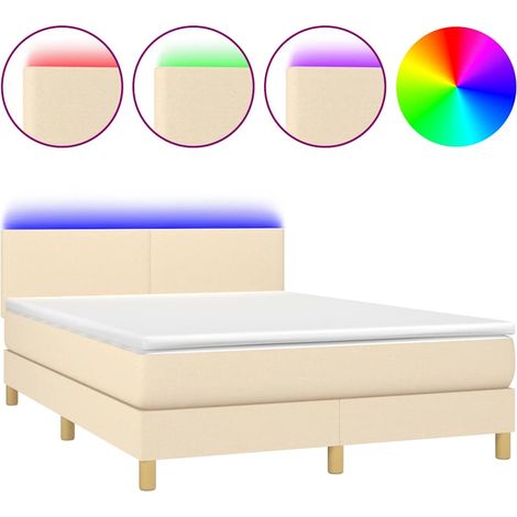 Maison Exclusive - Boxspringbett mit Matratze & LED Creme 140x200 (1/5)