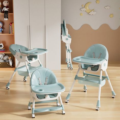 Sifree – Chaise haute bébé 6 en 1 réglable – Harnais 5 points – Réglage de la hauteur – Dossier inclinable à 4 niveaux – Assiette amovible double couche