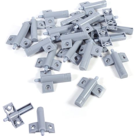 Kit de montaje de amortiguadores para armarios de ABS (paquete de 20) Negro/Gris [Opción de color: Gris/Blanco, Dimensiones: 6,3 x 4,6 cm, Material: ABS] [Tipo de producto: Amortiguador para puertas y (1/5)