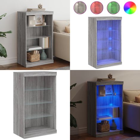 Sideboard mit LED-Leuchten Grau Sonoma 60,5x37x100 cm - Sideboard - Wohnzimmermöbel - TV-Schreibtisch - Regal - Grau - Home & Living (1/5)