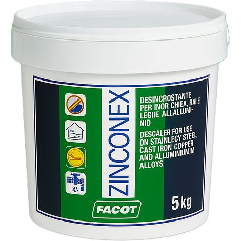 Disincrostante in polvere 5 kg per impianti termici con superfici zincate o in alluminio con indicatore facot zinconex zinck005