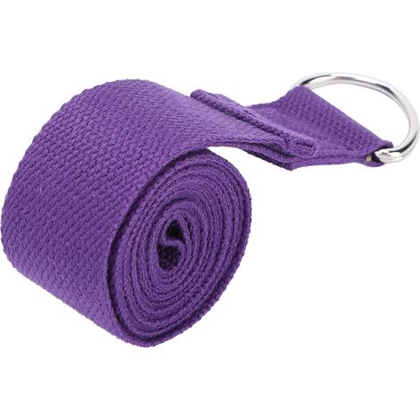 Sangle d'étirement de fitness non élastique, sangle de yoga extensible en coton avec boucle en D (violette) (1/5)