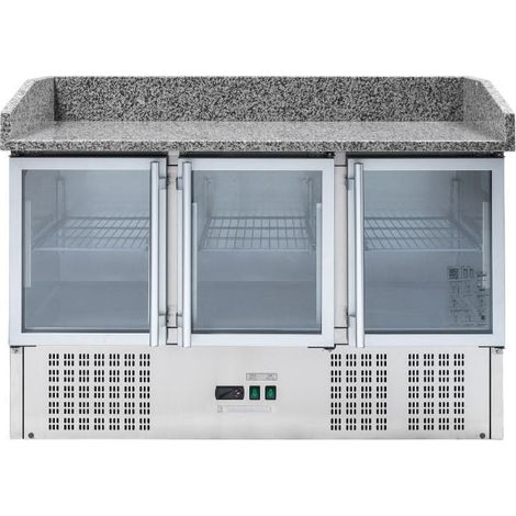 Meuble à Pizza Réfrigéré Compact 600x400 - 3 Portes Vitrées