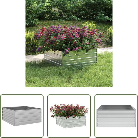 Metall Hochbeet - Garten-Hochbeet 100x100x45 cm Verzinkter Stahl Silber (1/5)