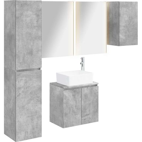 Ensemble d'armoire de salle de bain 5 pcs Gris béton vidaXL (1/5)