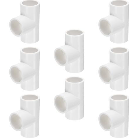 8pcs Tee PVC Raccord 1/2" Connecteur 3 Voies Coude Raccordement Tuyau Meuble Construction Pour Égout Plomberie Drain Tuyau Alimentation Eau Jardin, Blanc (1/5)