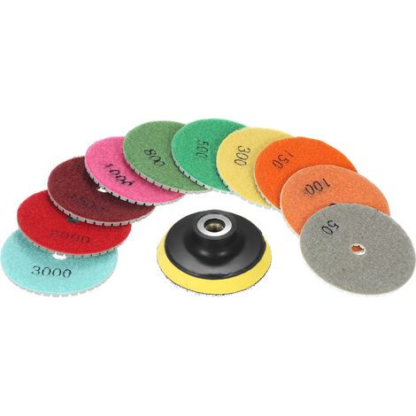 [JAMAIS UTILISÉ]10 disques de polissage diamantés flexibles de 7,6 cm (3 pouces) pour utilisation humide + 1 plateau de support pour granit, marbre, pierre, carrelage, céramique et béton.