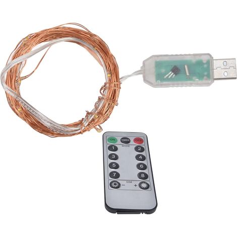 Guirlande Lumineuse Fée USB, 8 Modes 33Ft 100 LED Guirlande Lumineuse USB Mini Petit Sapin de Noël Mignon Lumières Scintillantes pour Intérieur Chambre Fête Mariage Saint Valentin (1/5)