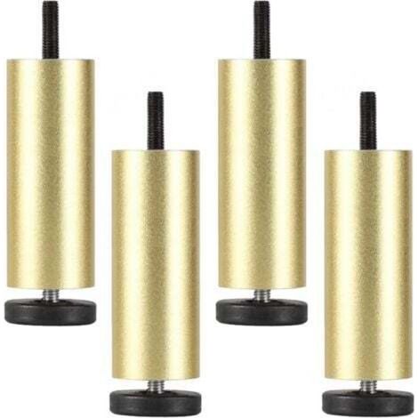 Lot de 4 pieds d'armoire réglables, pieds de table en aluminium, remplacements de pieds de meubles pour table de canapé-lit, pieds de support dorés poncés – 12 cm (1/5)