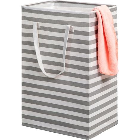 Grand panier à linge de 75 L - Panier à linge autoportant et imperméable avec poignée extensible - Panier à linge haut et pliable gris (1/5)