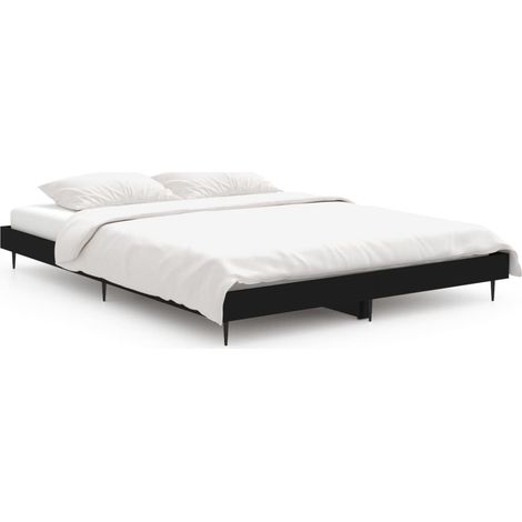 Lit double Lit adulte Cadre de lit sans matelas noir 140x190 cm bois d'ingénierie (1/5)
