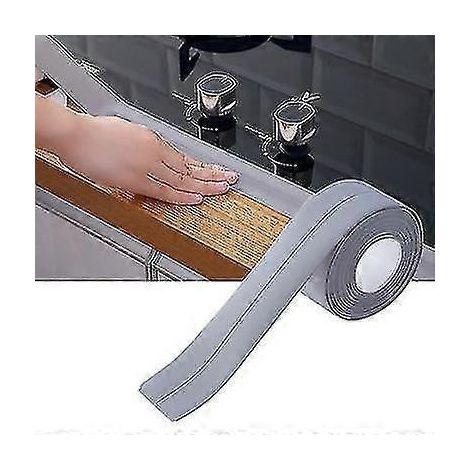 Lot de 2 bandes adhésives étanches pour salle de bain, joint blanc anti-moisissures-Gray (1/5)