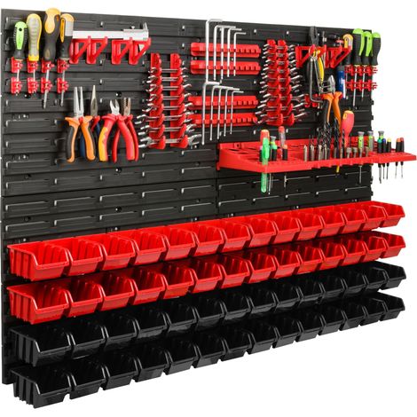 Panneau à outils d'atelier 115 x 78 cm + 56 plateaux (1/5)