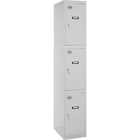 Simon Rack Taquilla Vestuario Metálica, 3 Puerta, Incluye Llave, 1800x300x500 mm, MONTADA, Gris - Simonlocker (1/2)