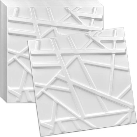 Panneau mural et plafond 3D blanc en polystyrène 50x50 cm – décoration élégante, montage facile, lot de 8 pièces (2m²) (1/5)