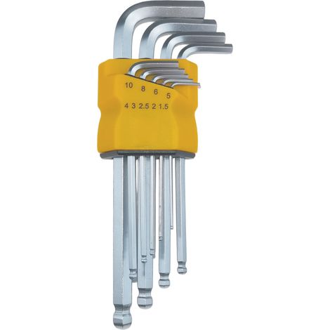 Satz mit 9 matten metrischen Kugel-Innensechskantschlüsseln, professionelles Werkzeug, 1,5 mm bis 10 mm, Härte HRC50 40Cr (1/5)