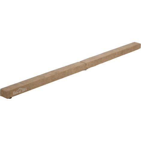 Poutre d'équilibre pliable, antidérapante, revêtement en daim, bois robuste, 210 x 10 x 6,5 cm, marron