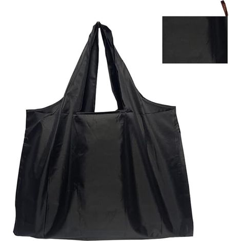 grands sacs de rangement imperméables, pliables, écologiques et portables pour supermarché - Noir (1/4)