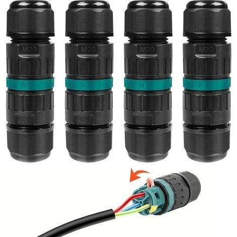 Lot de 4 Connecteur Etanche 3 Fils, Connecteurs de Fils Étanches, Boite de Jonction Electrique, Raccord Electrique Etanche IP68, Connexion de Câble Extérieur de Manchon pour Câble Souterrain (1/5)