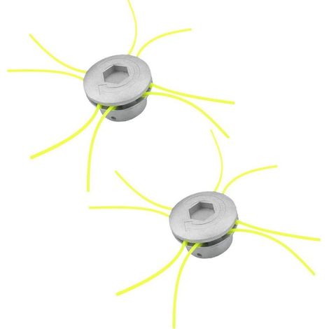Tete de Coupe Debroussailleuse, 2 pièces Aluminium Fils Tête Coupe-Bordure, 8 Lignes Tête Coupe-Bordure, Tete Debroussailleuse Universelle pour Jardin Accessoires de Tête de Tondeuse à Gazon (1/5)