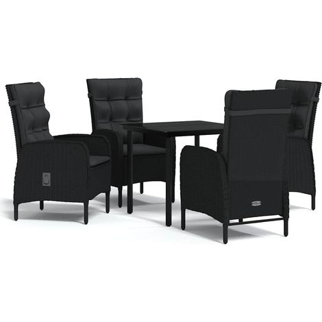 Maison Exclusive - 5-tlg. Garten-Essgruppe mit Kissen Schwarz (1/5)