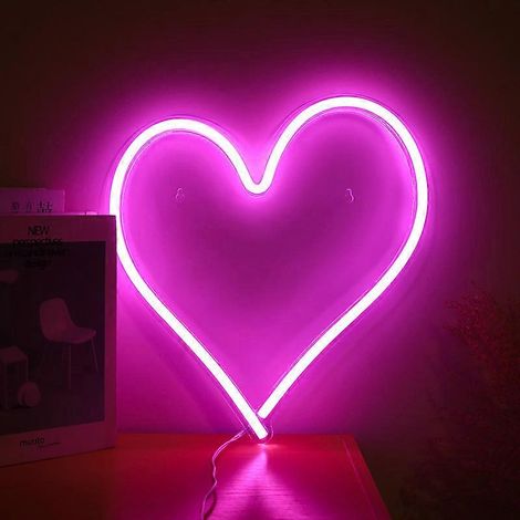Panneau arrière néon LED gamme complète acrylique transparent néon rose cœur (1/5)