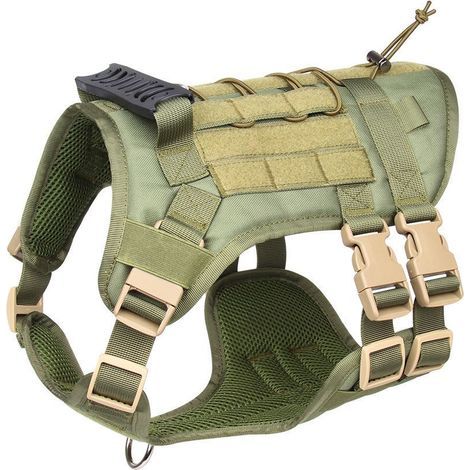 Chaleco táctico ligero y resistente para perros (verde militar) (1/4)