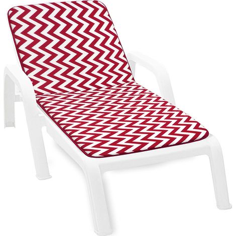 Cuscino Sdraio Morbido Copri Lettino Prendisole Pieghevole A Righe Zig Zag 100% Made In Italy - Rosso