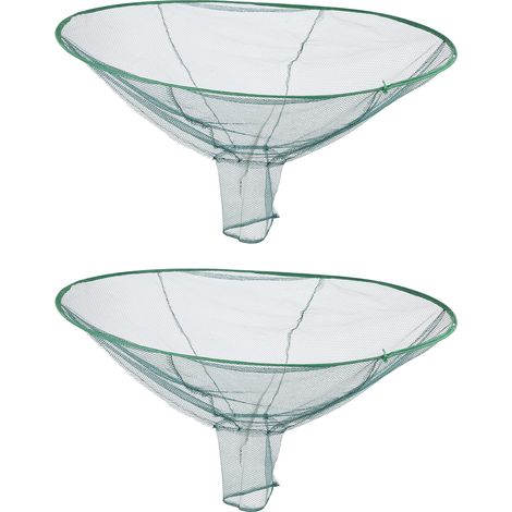 Lot de 2 épuisettes circulaires pliables de 80 cm en nylon haute résistance, avec cage flottante pour crevettes. (1/5)