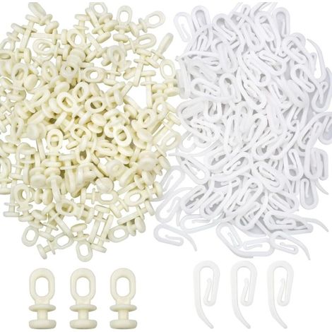 120 Sets of Plastic Curtain Hooks and Gliders for Tracks, Plastic Hooks for Curtain Rails, Gliders for Windows, Doors and Showers (1/5)