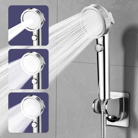 Handbrause mit Filter gegen Kalk, 3+1 Sprühmodi, Hochdruck, Wassersparend, mit Stopp-Taste (1/5)