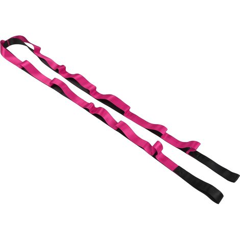 Sangle d'étirement de yoga à 12 boucles en nylon non élastique pour yoga, pilates et gymnastique - Violet (1/5)