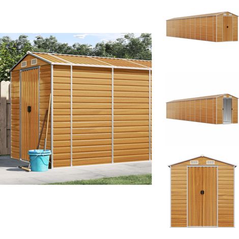 Abri de jardin marron clair 191x980x198 cm acier galvanisé - Abri De Jardin - Abri Métallique - Rangement Extérieur - Stockage Outil - Garage Extérieur (1/5)