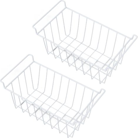 2 Gefrierkörbe aus Draht, Hängeregal aus PE-beschichtetem Metall, Maße: 41,5 cm lang, 24,5 cm breit und 20 cm hoch (1/5)