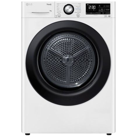 Asciugatrice A Pompa Di Calore LG RH90V9AVBN 9 Kg Classe C Allergy Care (A85xL60xP66) ThinQ Alexa Google Assistant Bianco e Nero (1/2)