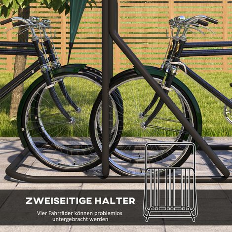 Support-vélos 4 vélos, antirouille, avec renfort additionnel, 102 x 92 x 130 cm, noir (1/4)