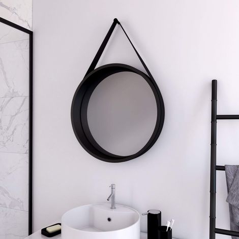 Miroir Salle de Bain Rond Type barbier - diamètre 50cm - Dark (1/4)