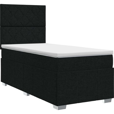 Cama box spring con colchón con cabecera Negro 80 x 200 cm Tela vidaXL (1/5)