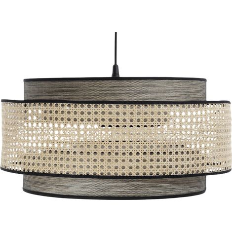 Suspension Extérieur en rotin, intérieur en tissu structuré gris foncé - Crème, gris (1/5)