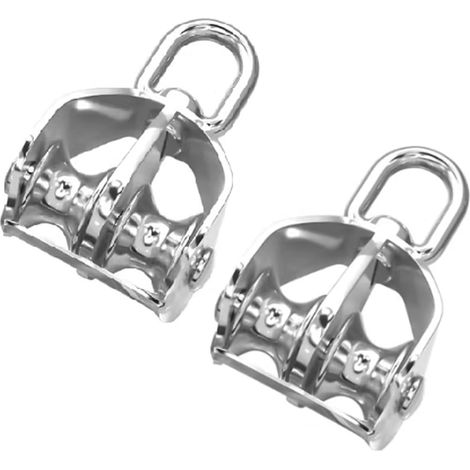 Lot de 2 poulies doubles M50-M50, galets en acier inoxydable 304, charge jusqu'à 400 kg, type en U (charge M50-400 kg) (1/5)