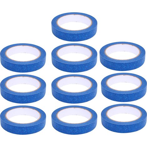 Ruban adhésif pour peinture automobile résistant aux hautes températures, 2 cm x 30 m, ruban de finition automobile bleu, idéal pour la maison, le bureau, l'école et les loisirs créatifs, 10 rouleaux. (1/5)