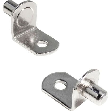 Tiges de support en L 6 mm pour étagères, meubles de cuisine, armoires et consoles, finition nickel argenté - lot de 20 pièces (1/5)
