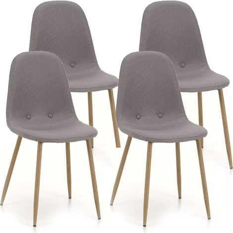 Set 4 Sedie 43,5x41,5x87,5 cm in Tessuto Grigio Chiaro (1/5)