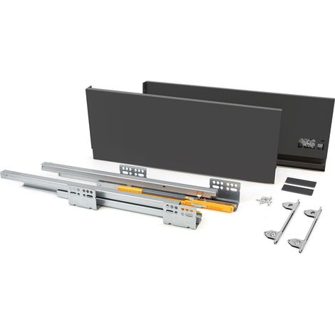 Emuca Außenschublade Concept 30Kg Höhe 185mm, Tiefe 400mm, Stahl, Anthrazitgrau