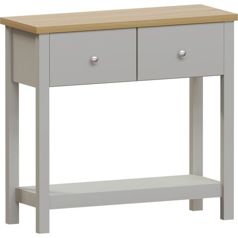 Arlington 2 Drawer Console Table With Shelf Side End Hallway Table, Grey