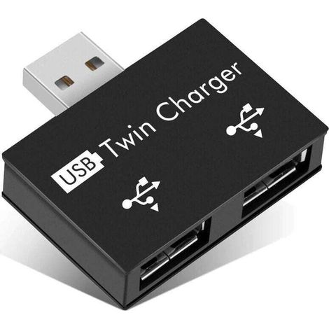 2x USB2.0 2 Ports, Concentrateur USB Portable 2 Ports, Adaptateur mâle à Double USB Femelle pour Ordinateurs Portables Ordinateurs de Bureau(Noir) (1/4)