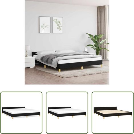 Cadre de lit - Cadre de lit sans matelas noir 180x200 cm tissu (1/5)