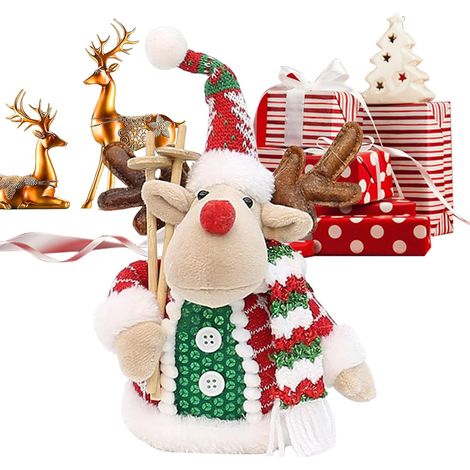 Peluche de Noël Jolie peluche décorative pour bureau, étagère, manteau, festive cartoon Pour salon, chambre, lit, canapé, bureau, table de nuit, étagère, chambre enfant, étude, , ados, (1/5)