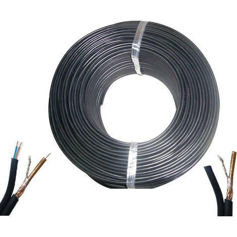 Trade Shop - 200 METER KOAXIALES VIDEOKABEL STRANG RG59+2C + STROMVERSORGUNG 2-DRAHT KAMERAS - (1/3)