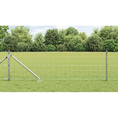 Zaun mit Pfosten Silber 0,8 x 10 m Stahl